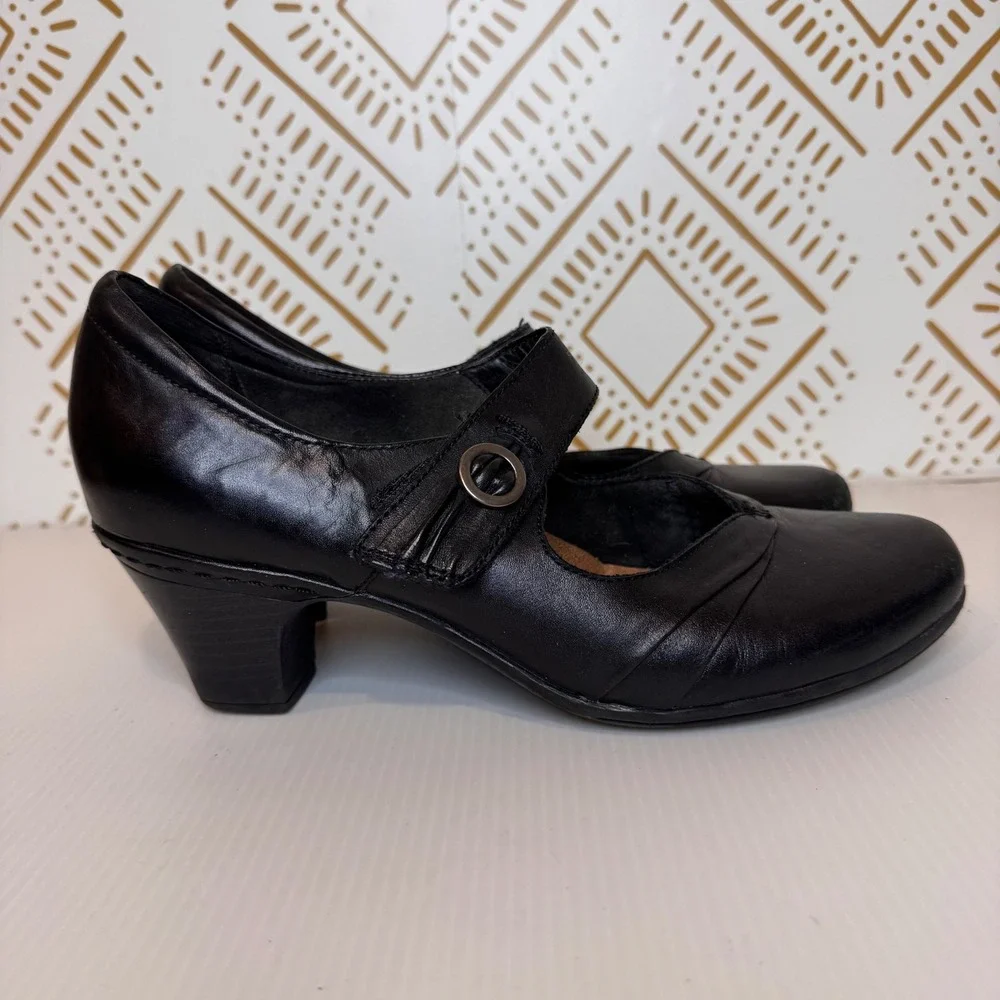 Cobb Hill Mary Jane Heels Black Leather Size 9.5 Dark Academia Goth Whimsigoth - Picture 3 of 10
